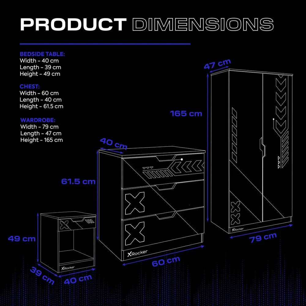 Modern blue gaming room furniture set by X Rocker UK