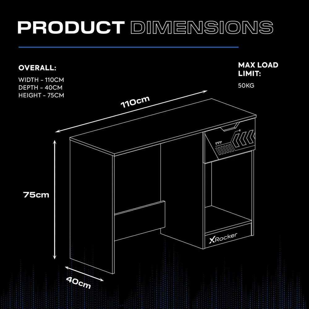 Octane Gaming Desk with Drawer - Blue