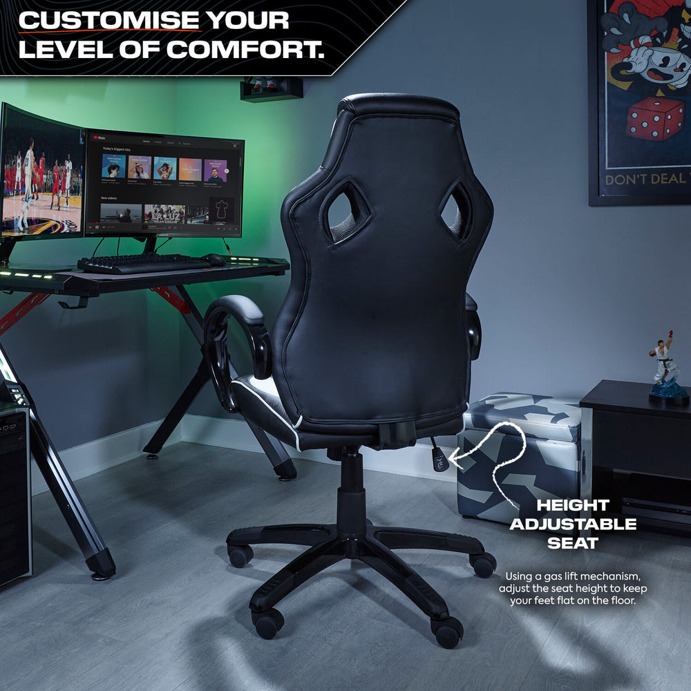 Maverick Ergonomic Office Gaming Chair - Black/White