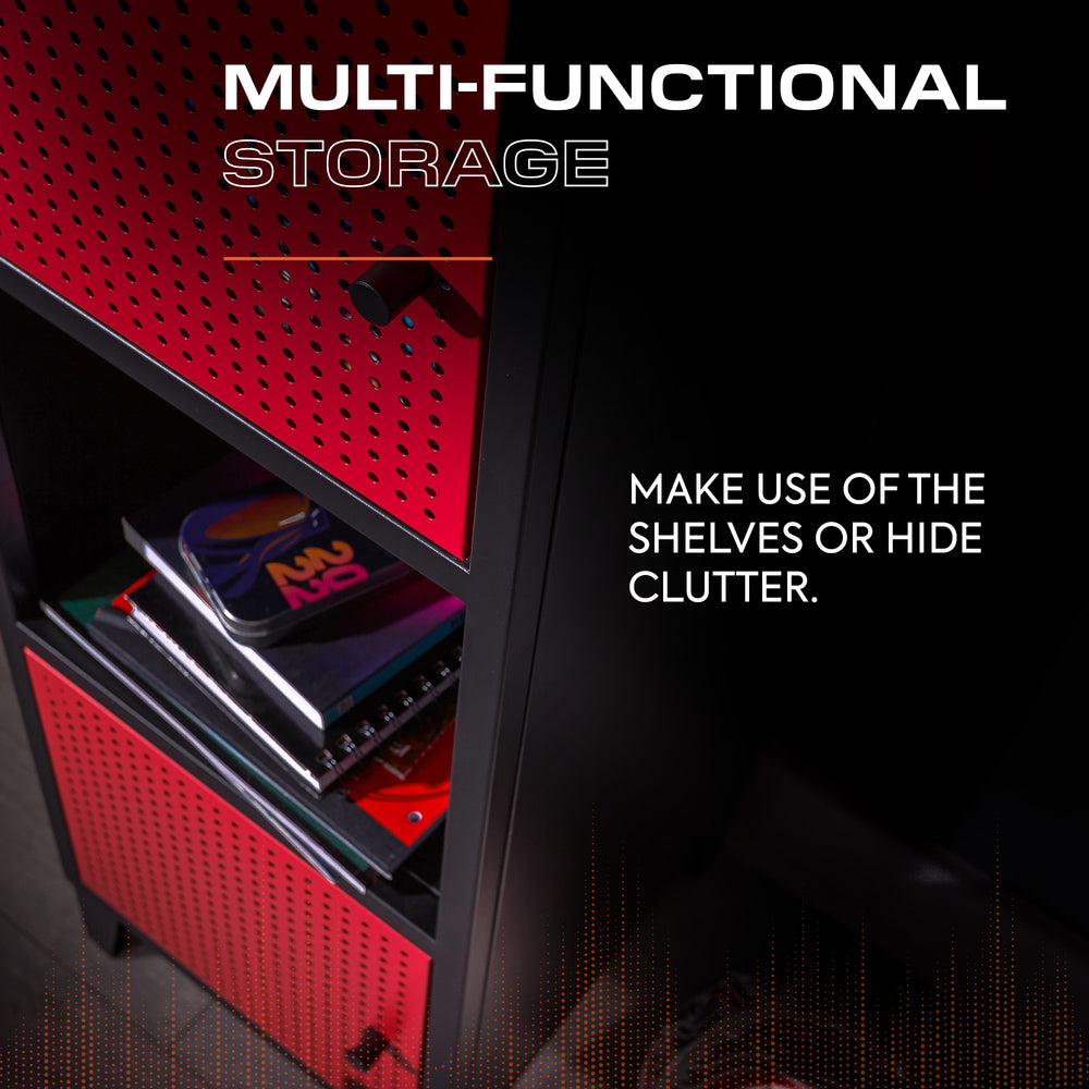 Mesh-Tek Tall 5 Cube Display Cabinet - Black / Red