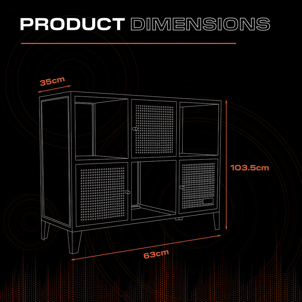 Mesh-Tek Wide 6 Cube Storage Cabinet - Black / Red