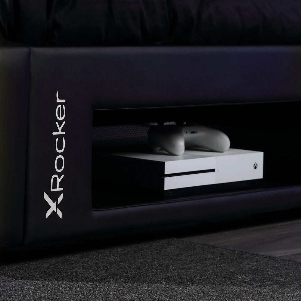 High-tech Oracle TV Bed for gamers – RGB lights and monitor stand